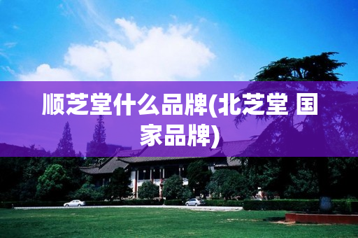 顺芝堂什么品牌(北芝堂 国家品牌)
