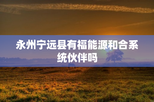 永州宁远县有福能源和合系统伙伴吗