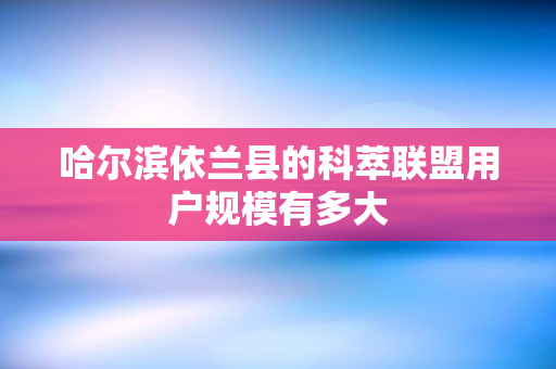 哈尔滨依兰县的科萃联盟用户规模有多大