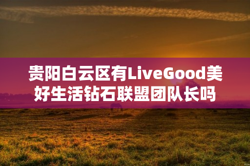贵阳白云区有LiveGood美好生活钻石联盟团队长吗