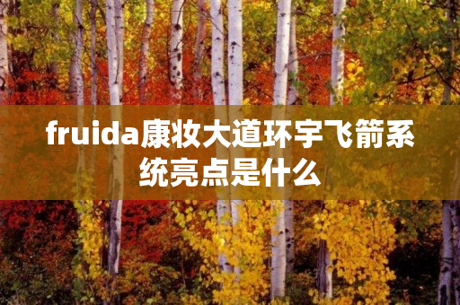 fruida康妆大道环宇飞箭系统亮点是什么