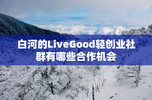 白河的LiveGood轻创业社群有哪些合作机会