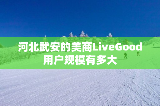 河北武安的美商LiveGood用户规模有多大