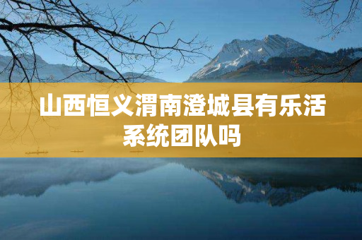 山西恒义渭南澄城县有乐活系统团队吗