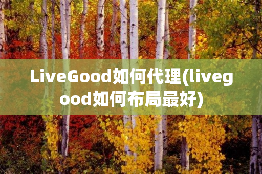 LiveGood如何代理(livegood如何布局最好)