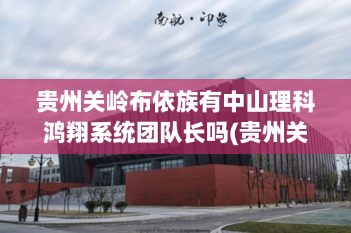贵州关岭布依族有中山理科鸿翔系统团队长吗(贵州关岭布依族苗族自治县)