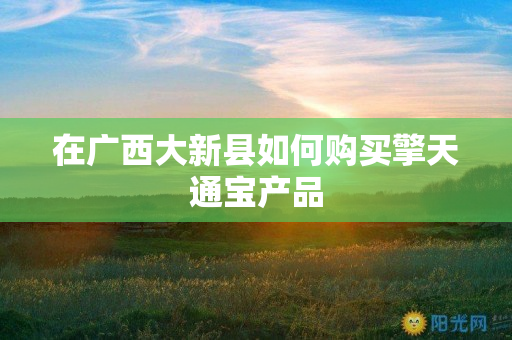 在广西大新县如何购买擎天通宝产品